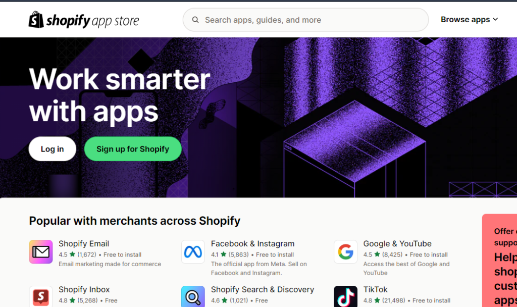 Shopify app store
